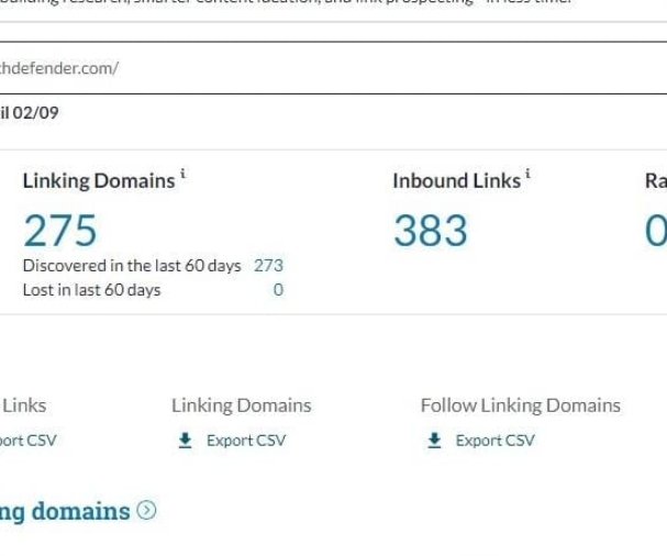 Domain Authority increased to 50 +